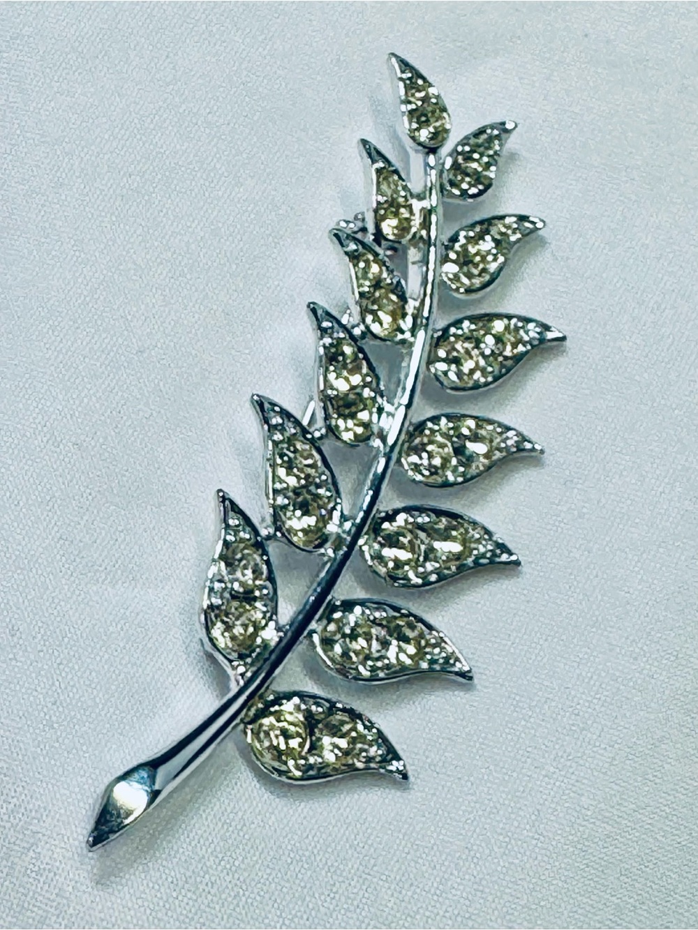 Vintage Sarah Coventry Crystal Leaf Statement Brooch